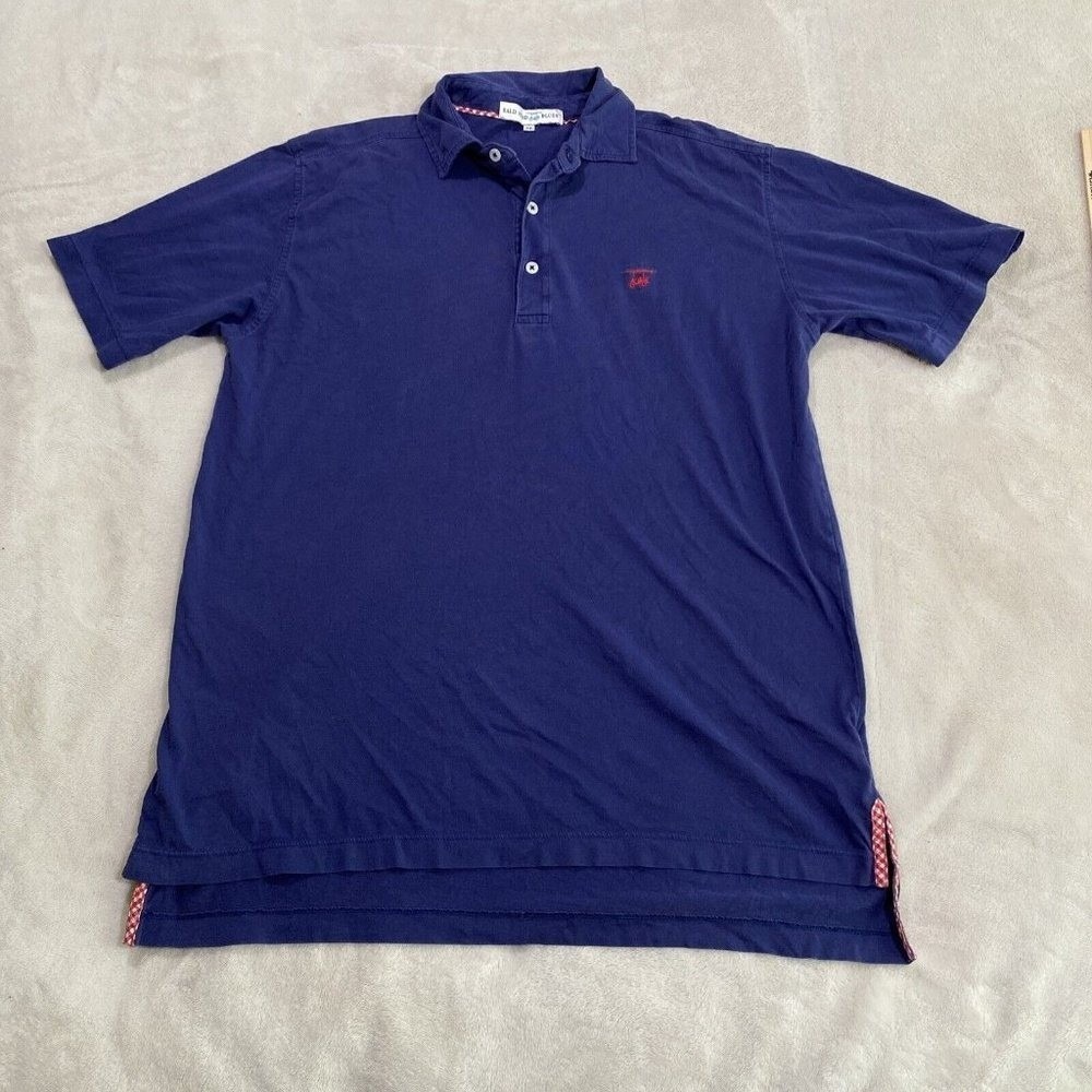 Bald Head Blues Shirt Men's Medium Blue Pima Cotton Golf Polo Casual Preppy GUC